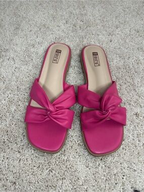 Hot Pink Knot Slide Sandals